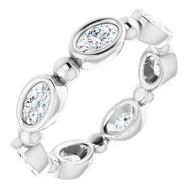 1.47 ct. Oval Diamond Eternity Band Bezel Set Diamond Ring-VIRABYANI
